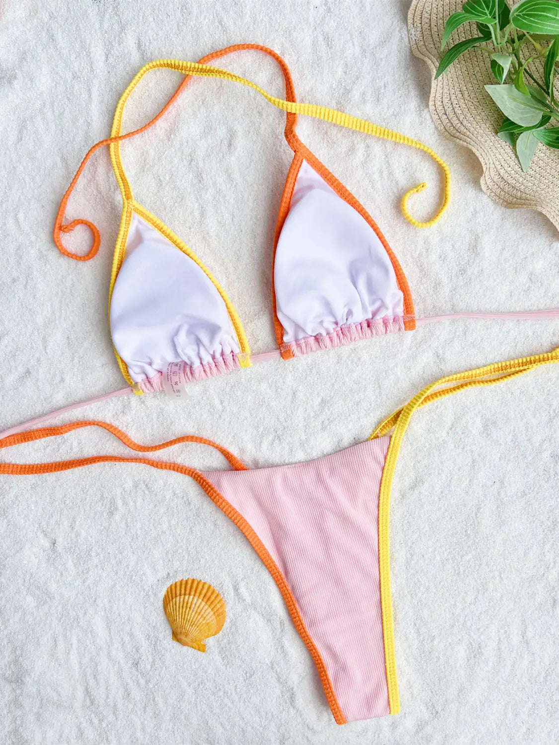 Lace-up Color Matching Swimsuit - Boho Beach Elegance