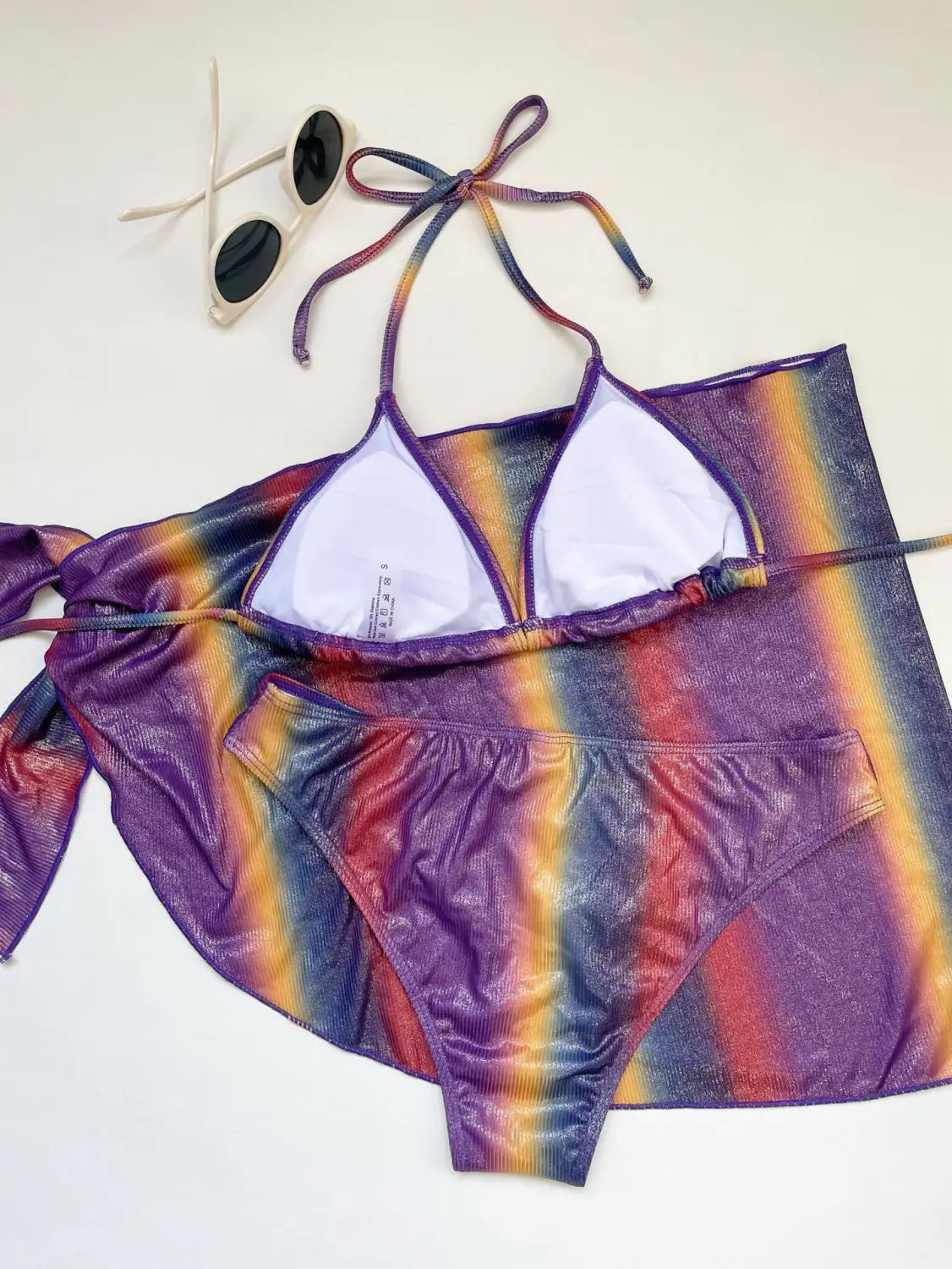 Stunning Ombre Lace-up Three-piece Bikini - Boho Bliss