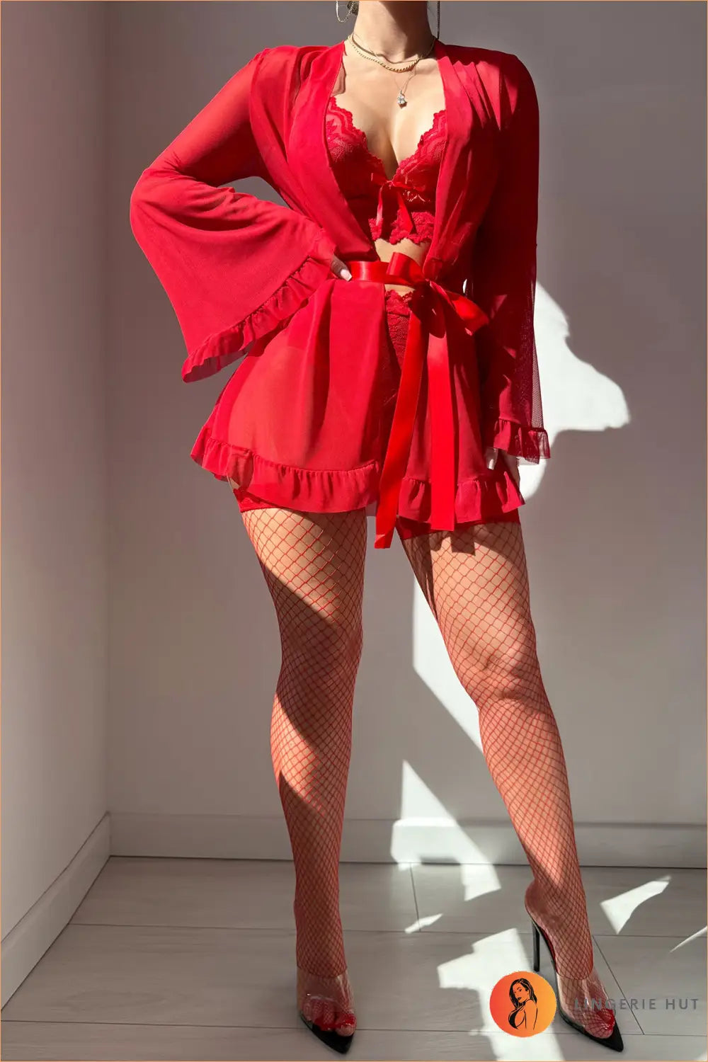 Red with Mesh Stockings
