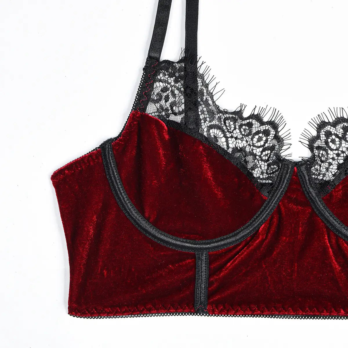 Sexy Burgundy Velvet Longline Set - Elevate your Intimate Moments