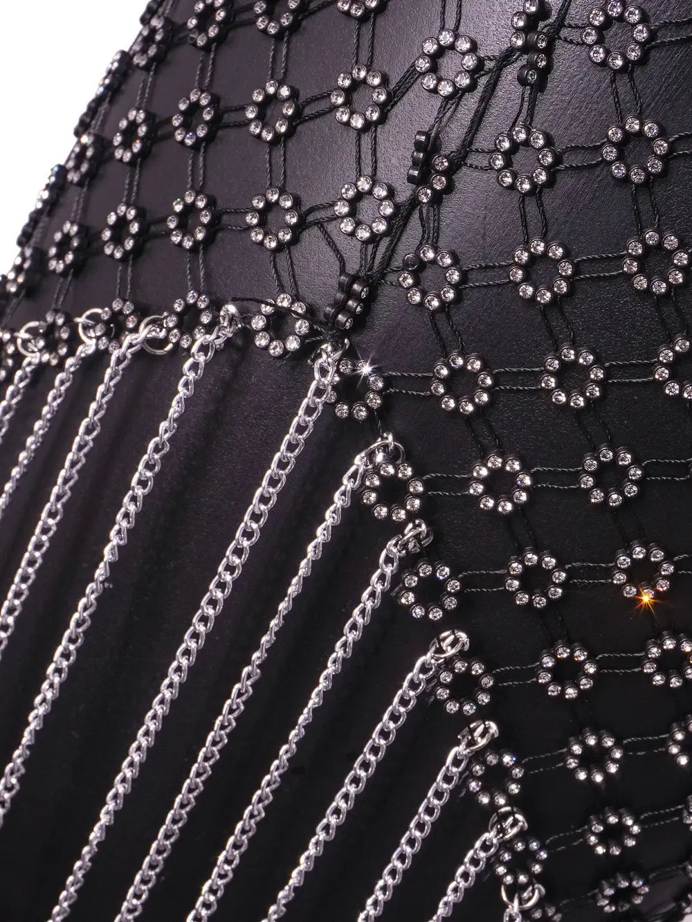 Rhinestone Tassel Sensation - Sexy Asymmetrical Cami Dress