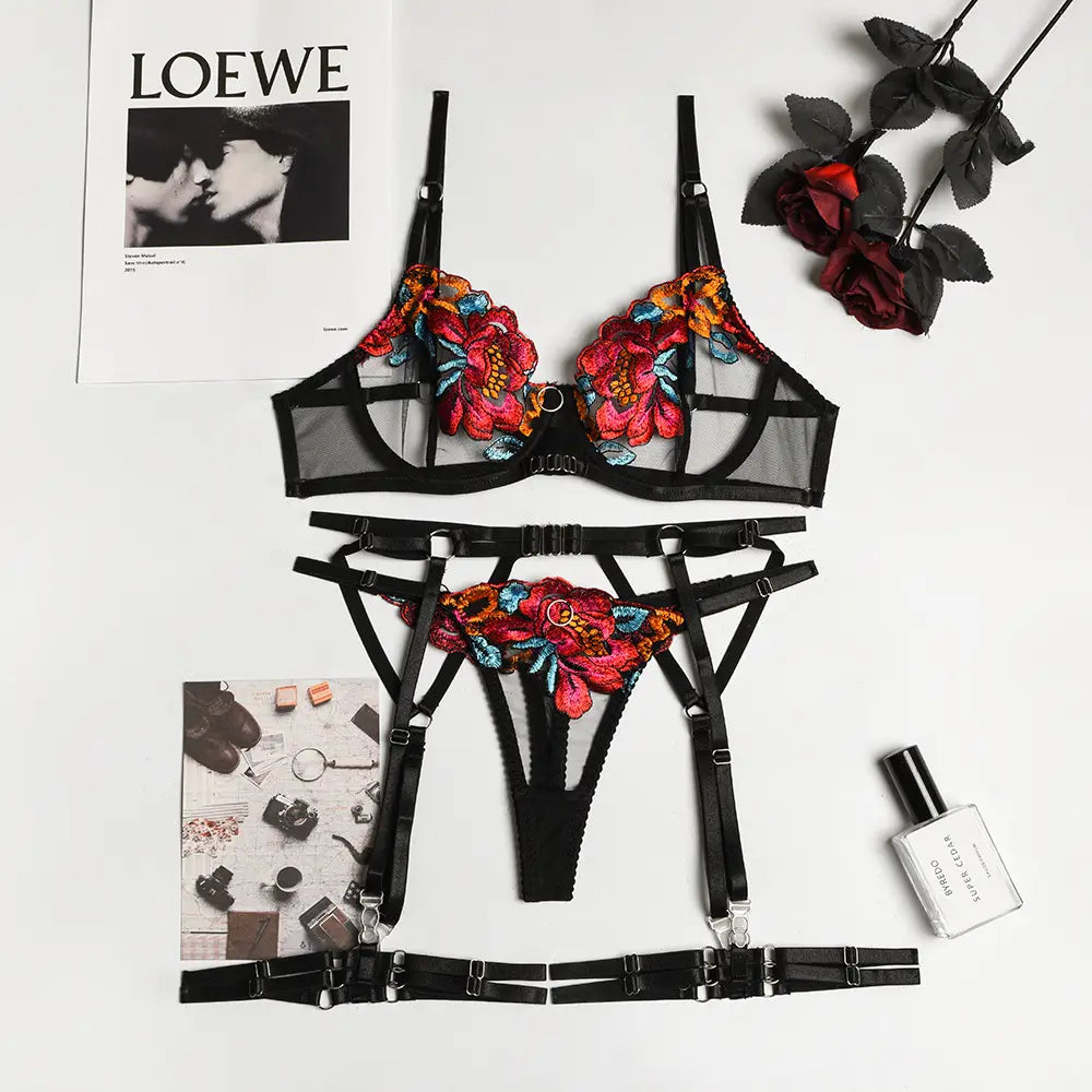 Embroidered Lingerie Set - Allure in Every Thread!