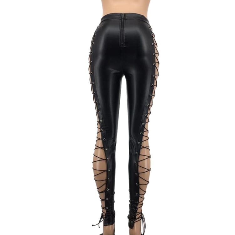 Black Lace-up Leggings - High Rise, Criss-cross Chic