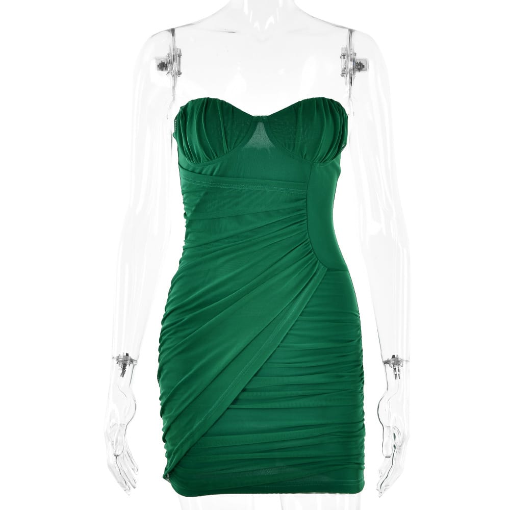 Strapless Ruched Bodycon Dress - Sleek and Asymmetric for Sensational Nights