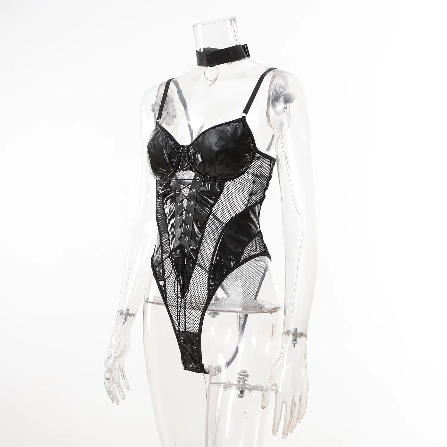 Mesh Strap Patchwork Push-up Bodysuit - Sculpt and Seduce with Style!