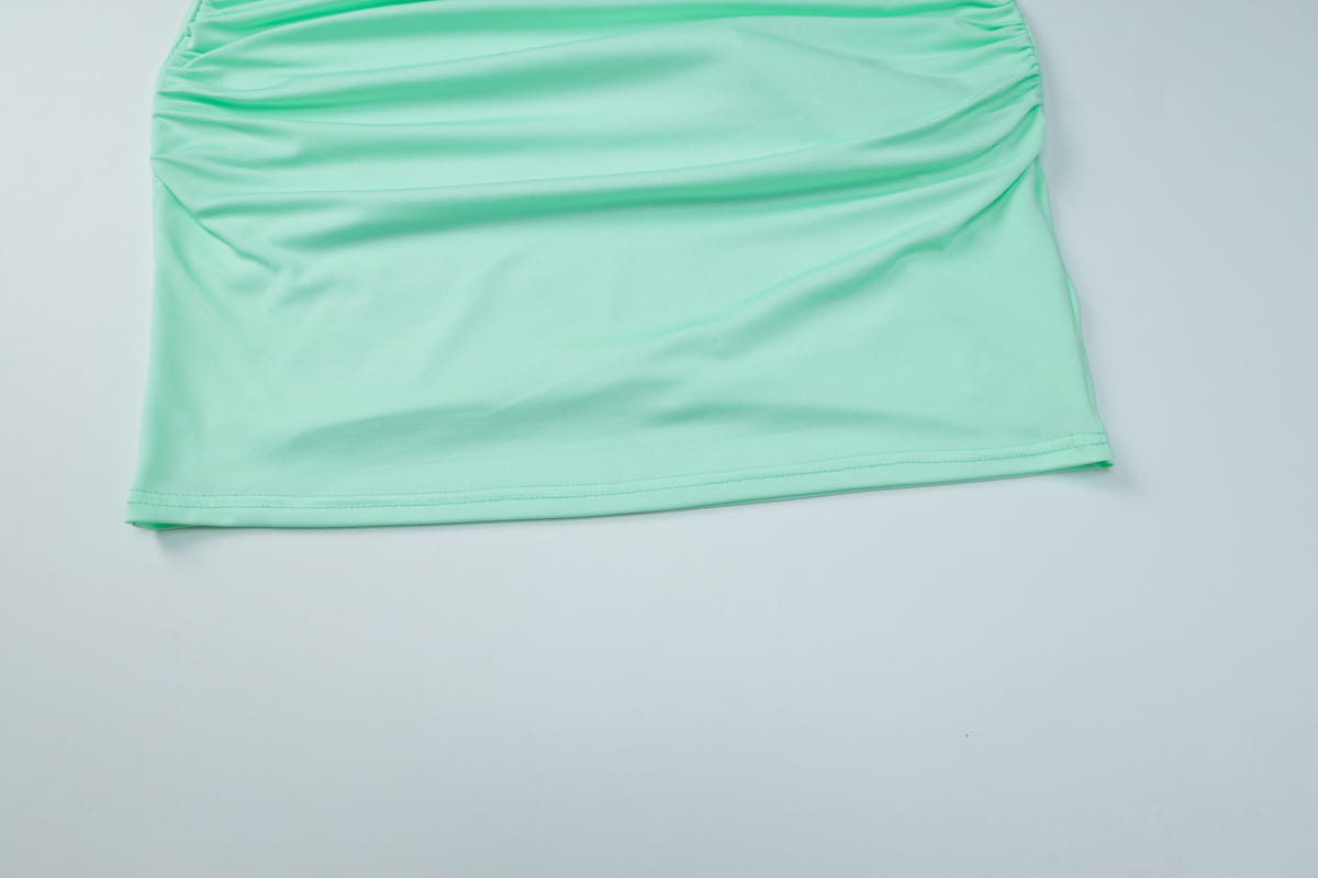 Ruched Mini Dress with Asymmetric Hem - Party Ready