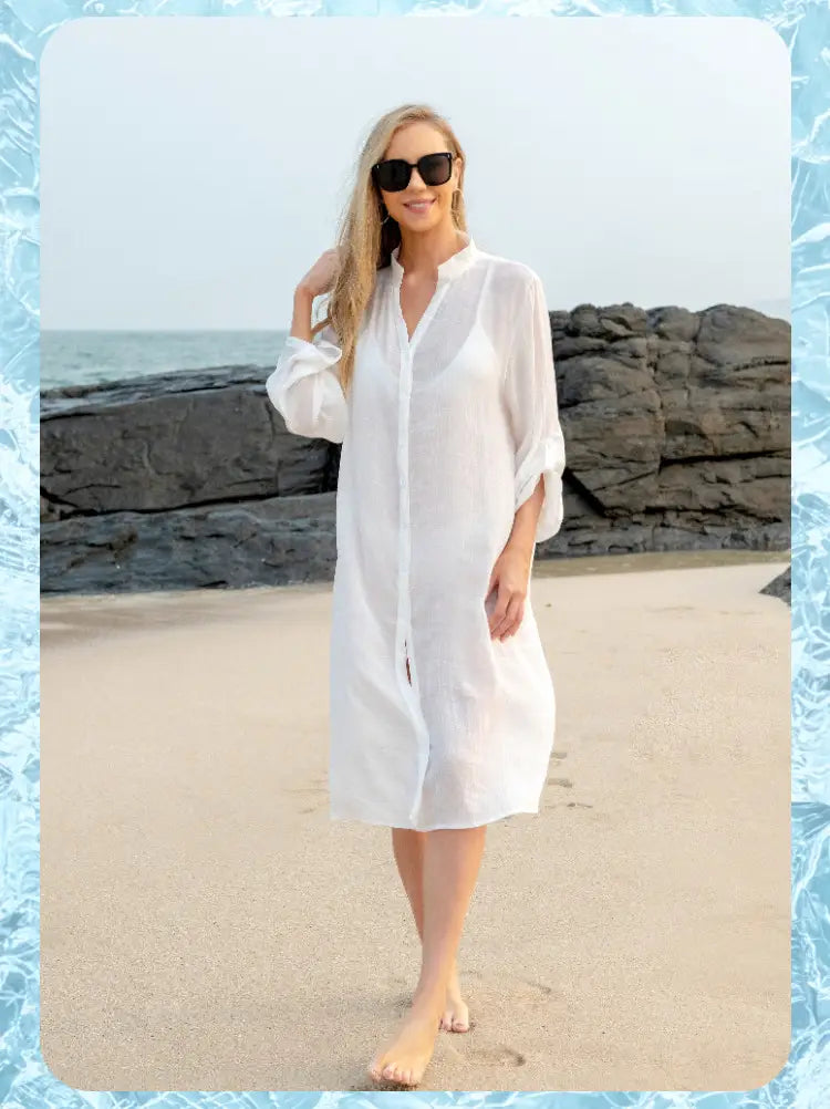 Seaside Serenity Shirt Dress - Your Boho Beach Essential
