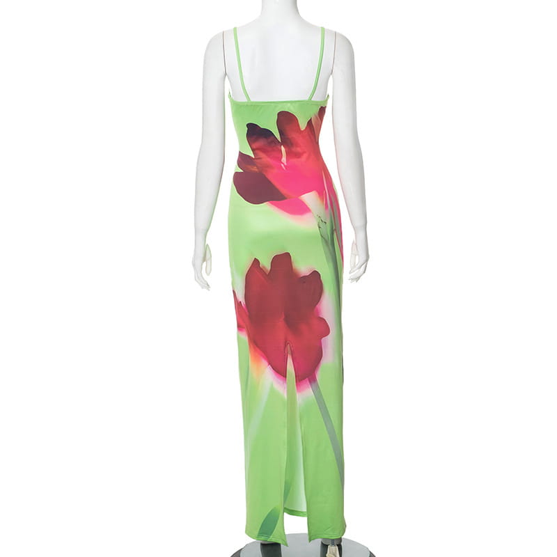 Sexy Floral Split Maxi Dress – Summer Party Style