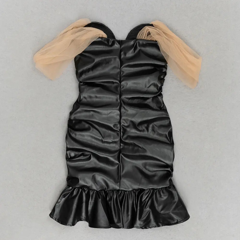 Sultry Faux Leather Mini Dress – Night Out Sensation