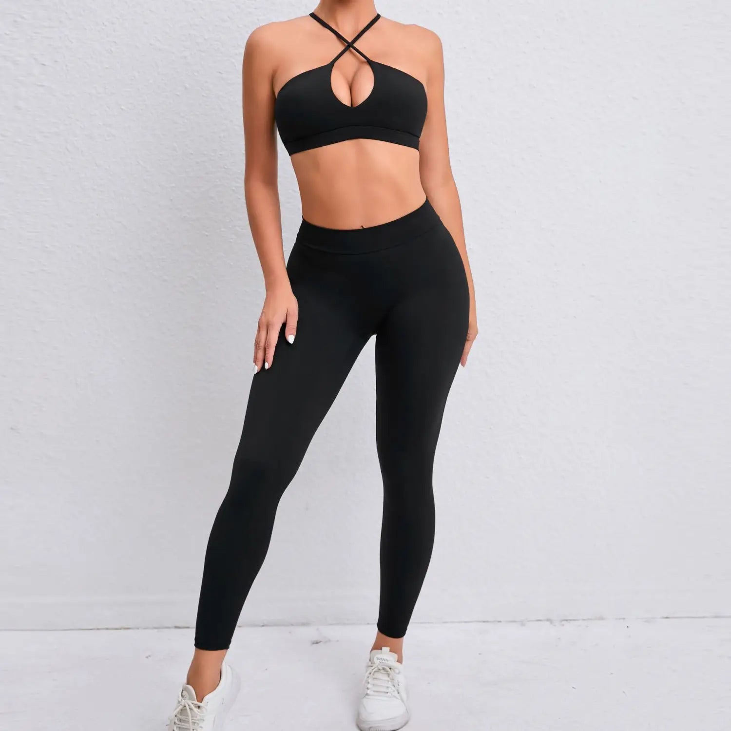 Sporty Cross Beauty Back Yoga Two-piece Set - Enhanced Performance and Style