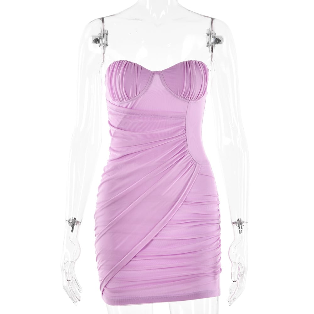 Strapless Ruched Bodycon Dress - Sleek and Asymmetric for Sensational Nights