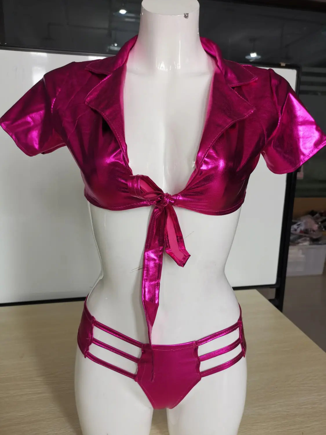 Pink Patent Push-up Bikini - Shine Bright Anytime