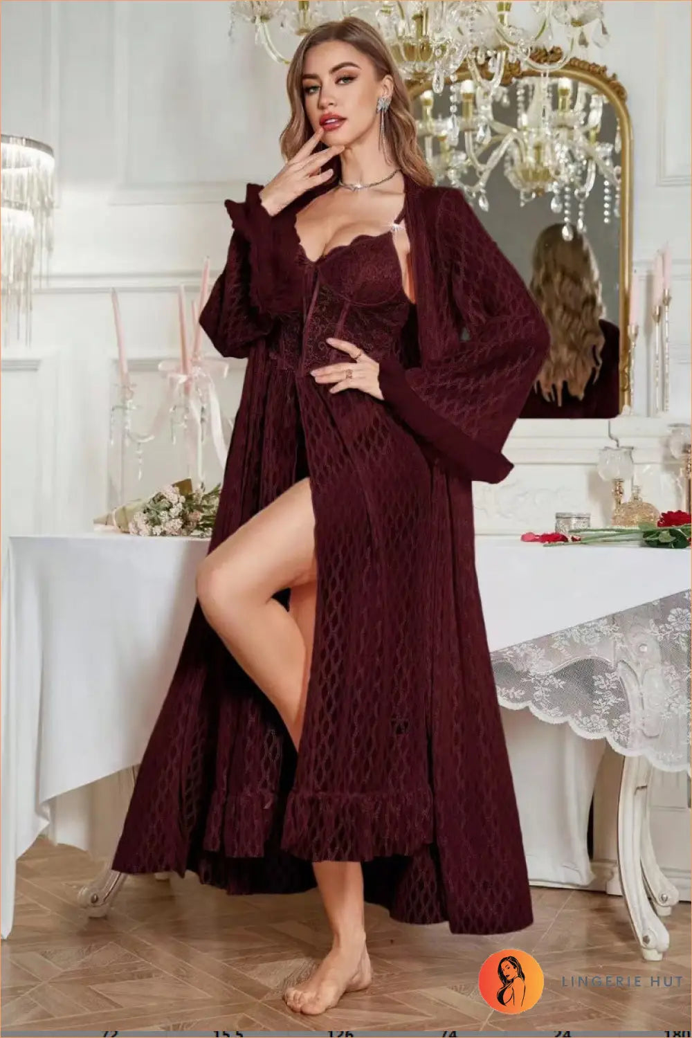 Wine Red Only Outerwear Gown
