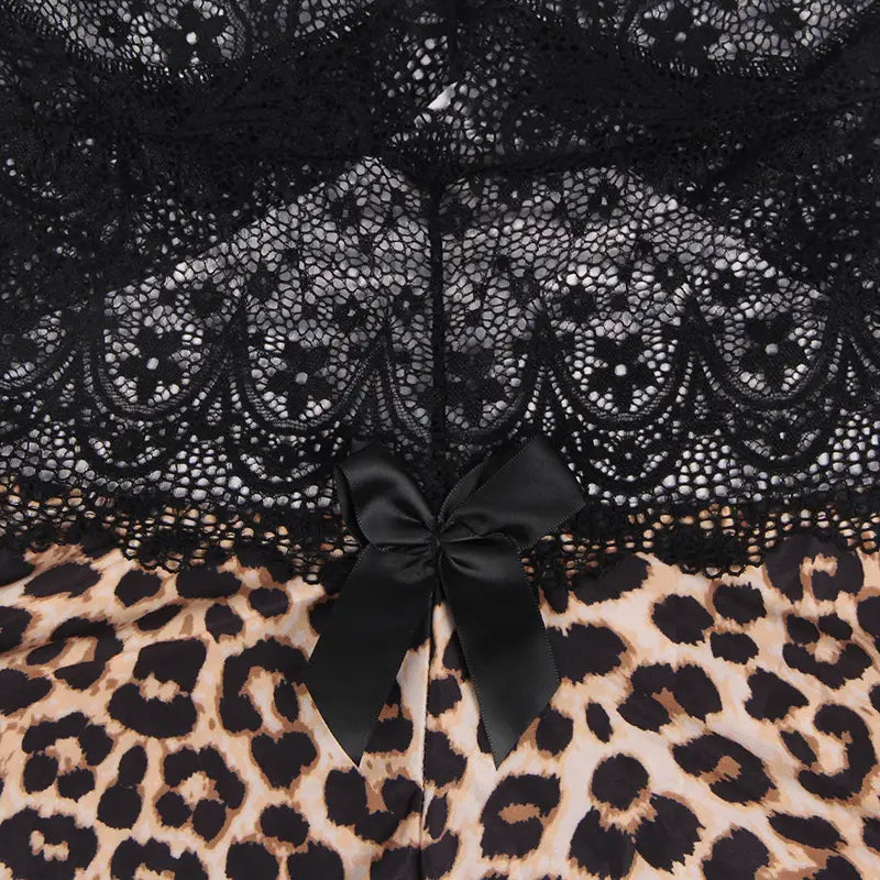 Leopard Print Lace Nightdress - Wild Elegance
