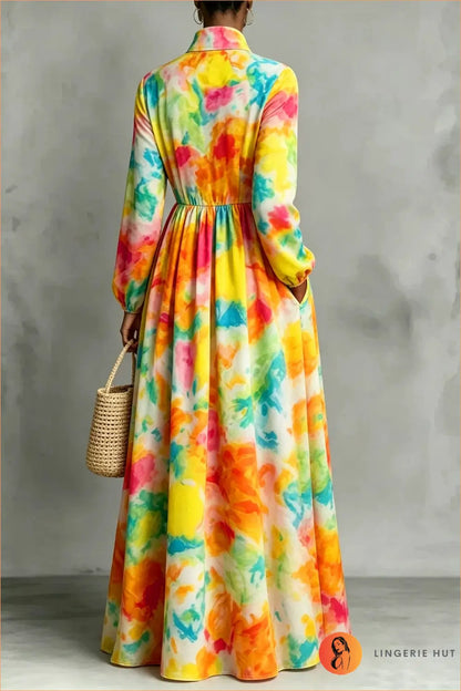 Floral Print Button-Front Maxi Shirt Dress with Collar
