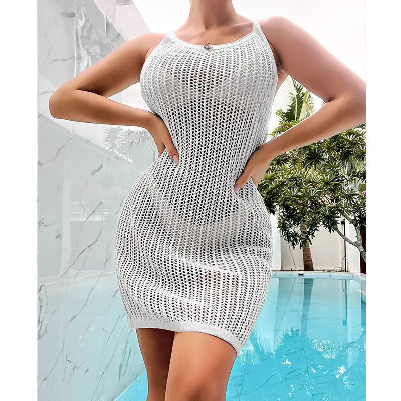Boho Vacation Knitted Vest Beach Cover Up - Embrace Slim Elegance