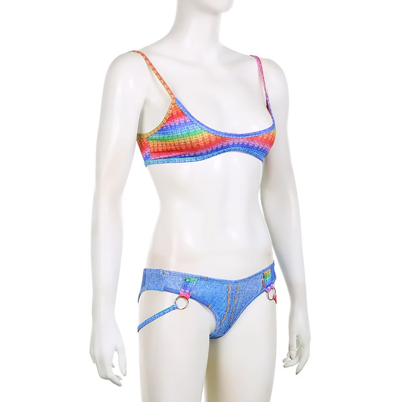 Vibrant Striped Gradient Bikini - Boho Bliss