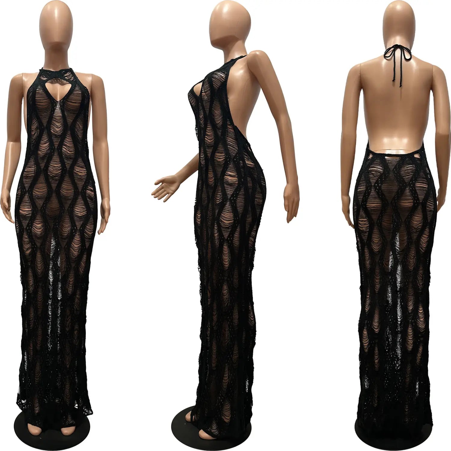 Stunning Black Crochet Maxi Dress - Make a Bold Statement