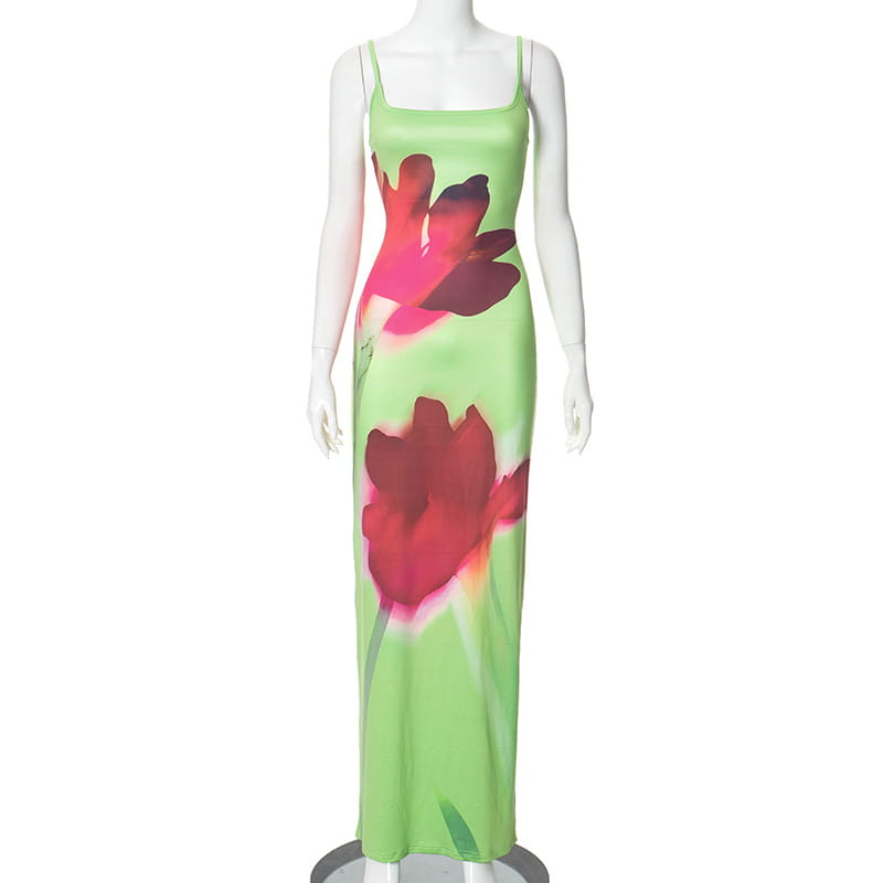 Sexy Floral Split Maxi Dress ?? Summer Party Style