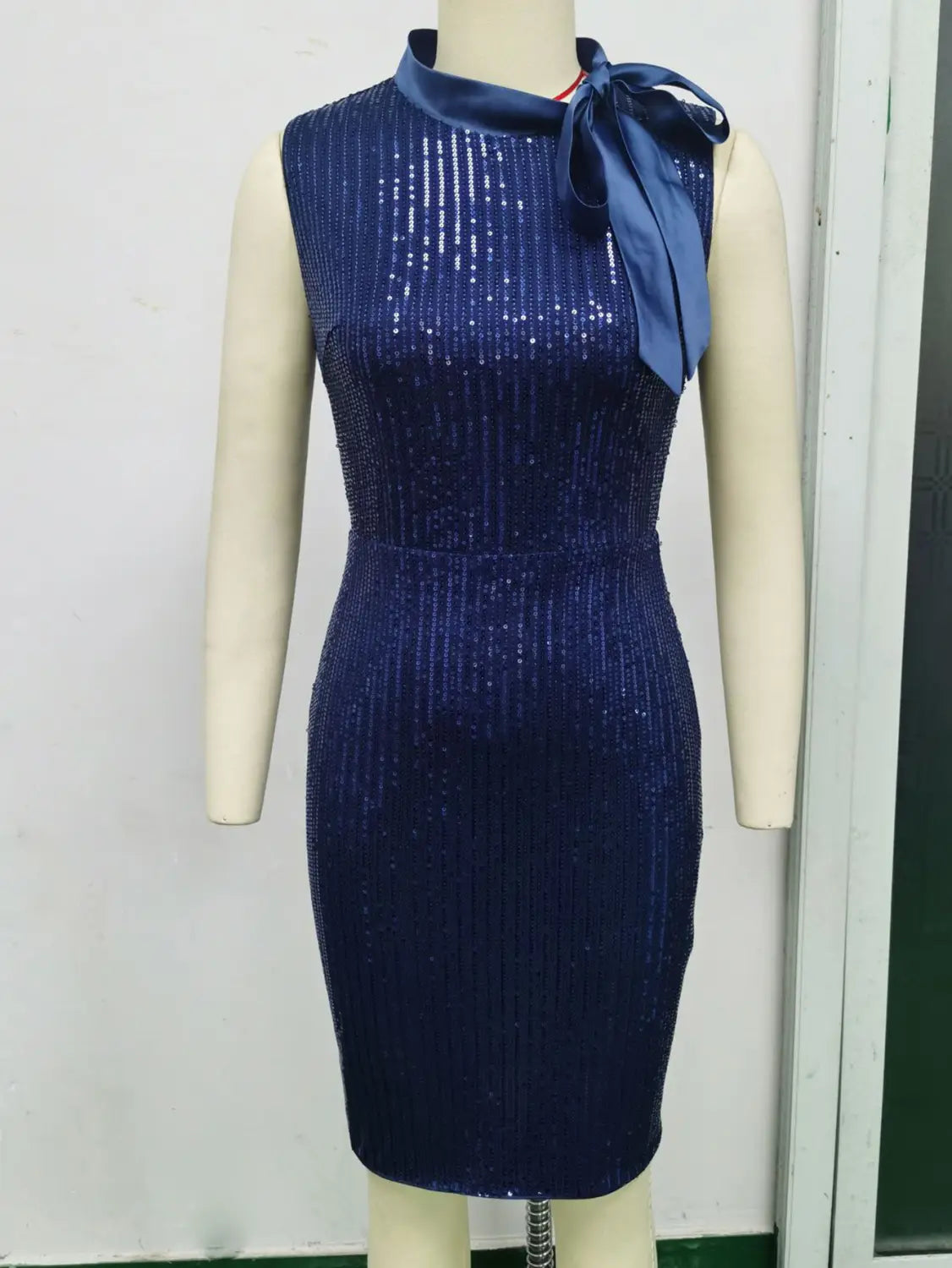 Elegant Retro Royal Blue Sequin Bodycon Dress