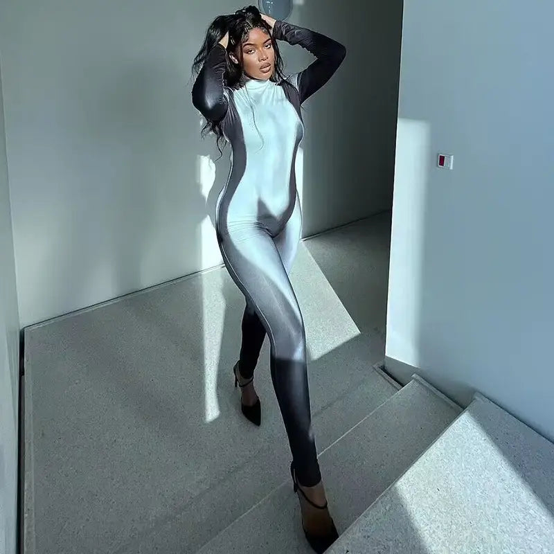 Sexy Slim Fit Digital Print Jumpsuit - Unleash Your Inner Diva