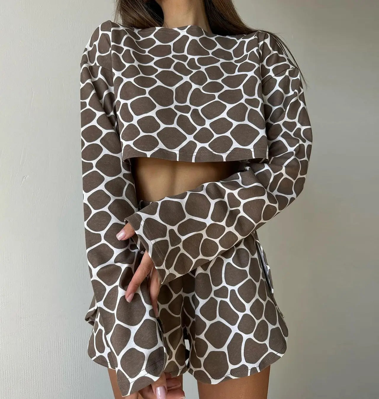 Leopard Print Crop Lounge Set - Chic And Comfy