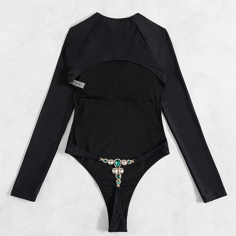 Boho Long Sleeve Backless Swimsuit - Embrace Radiant Elegance