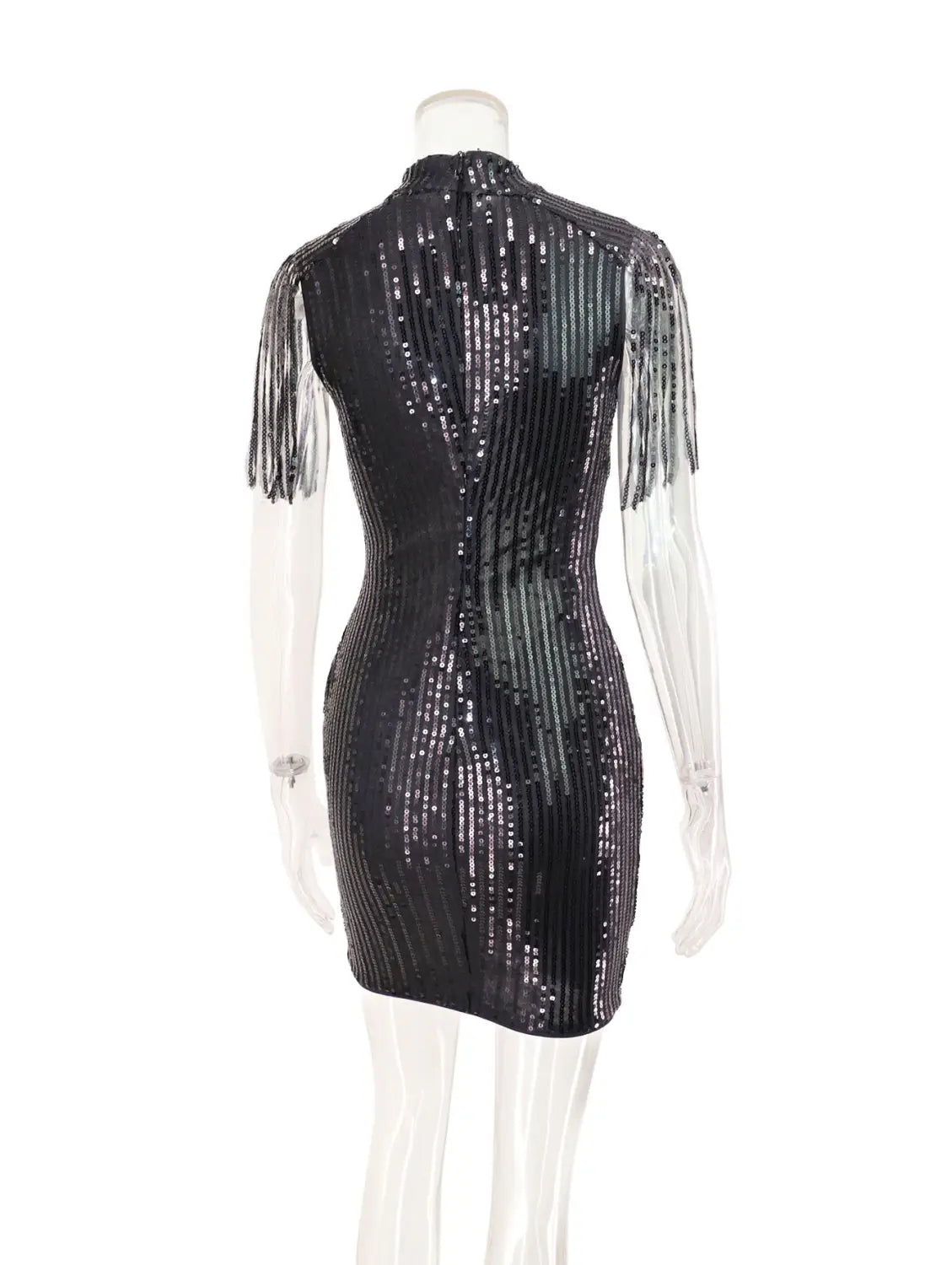 Glam Sequin Bodycon Dress - Sexy Elegance With Intricate Lace Details