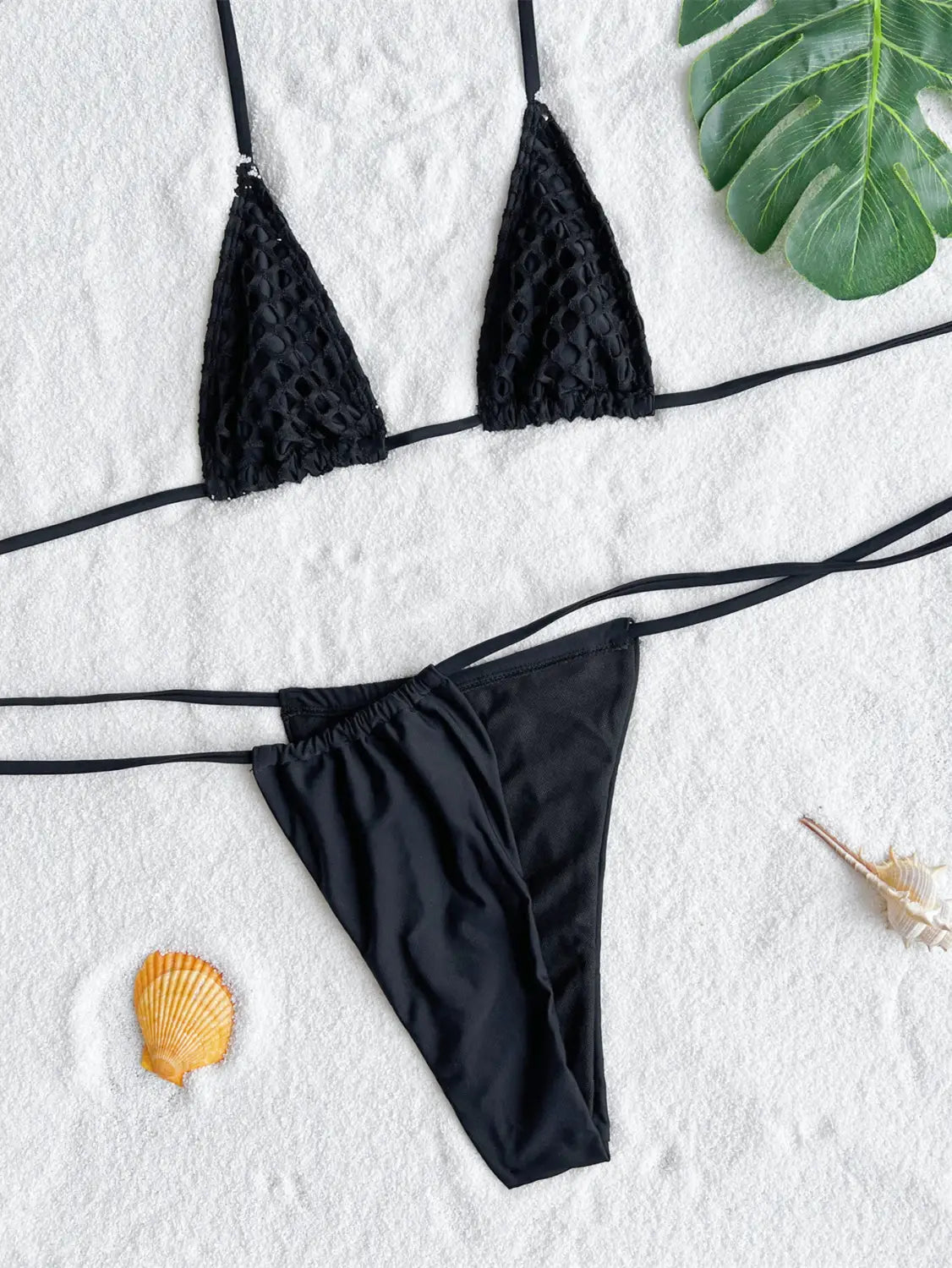 Bikini Double Three-piece Swimsuit - Triangle Cup Elegance In Solid Hue