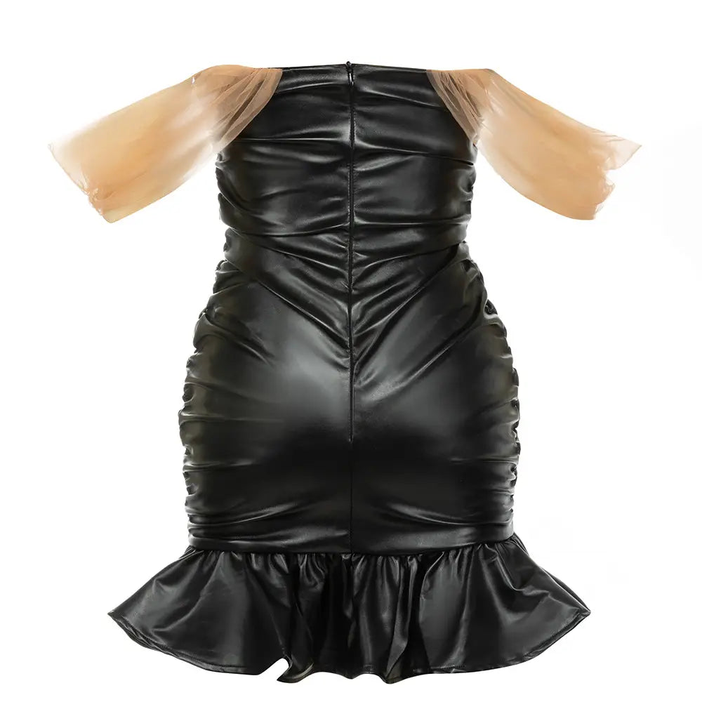 Sultry Faux Leather Mini Dress – Night Out Sensation