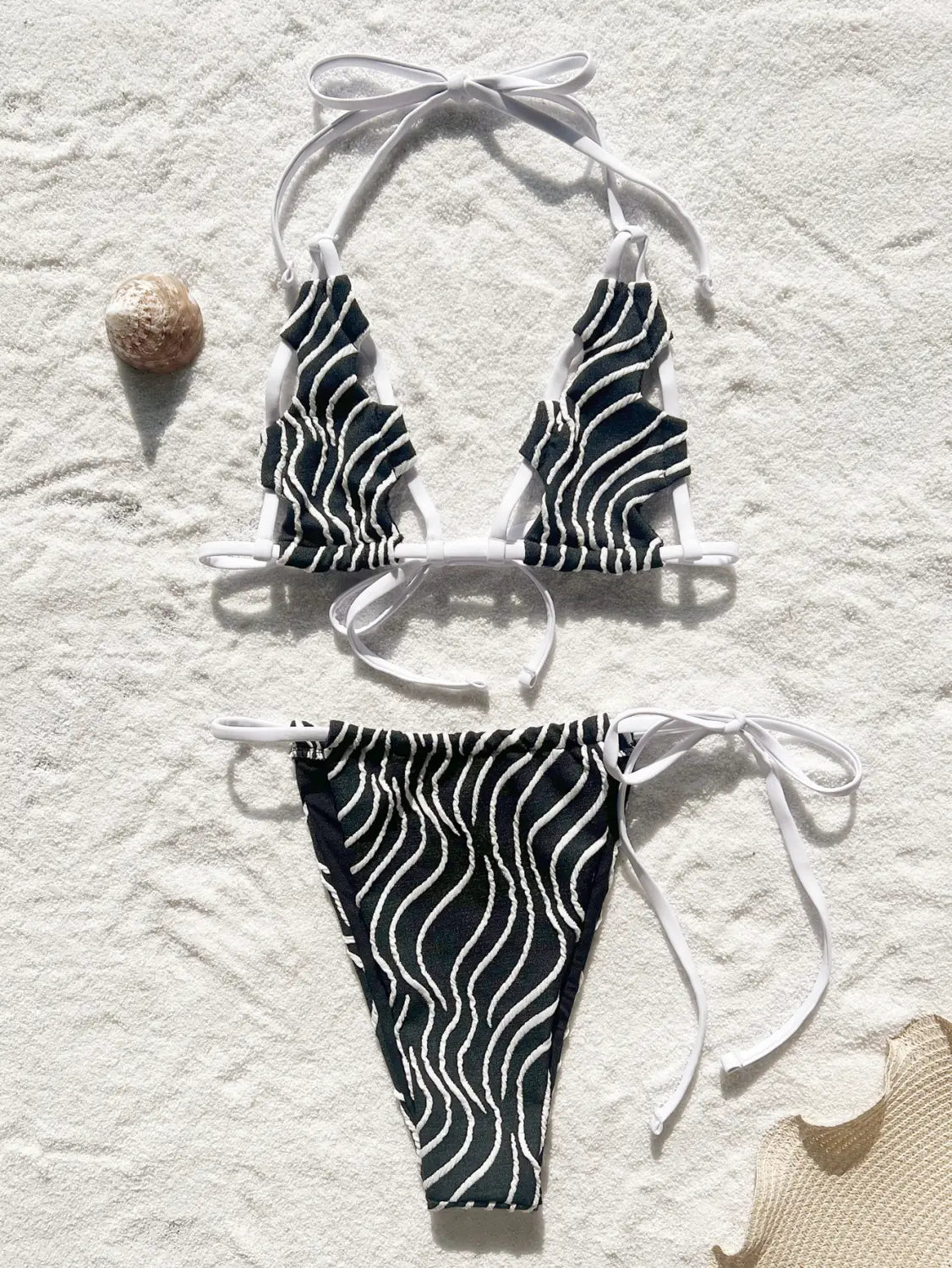 Boho Striped Cutout Bikini – Summer Vibes