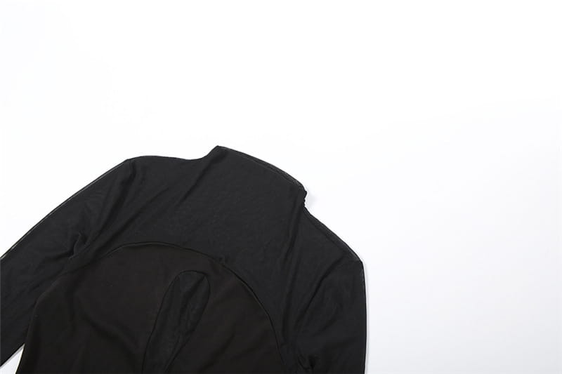 Mesh Panel Maxi Dress with Asymmetric Hem - Modern