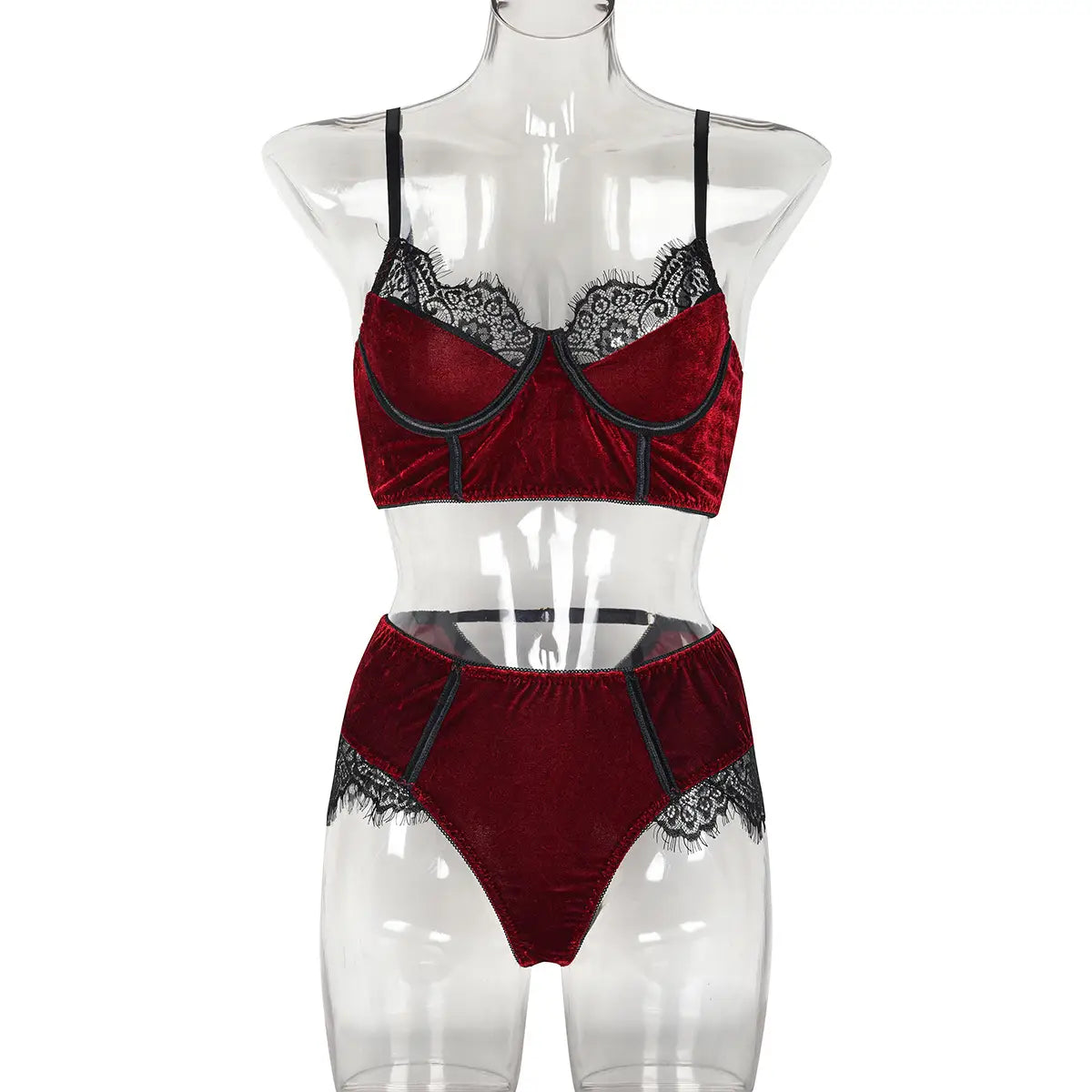 Sexy Burgundy Velvet Longline Set - Elevate your Intimate Moments