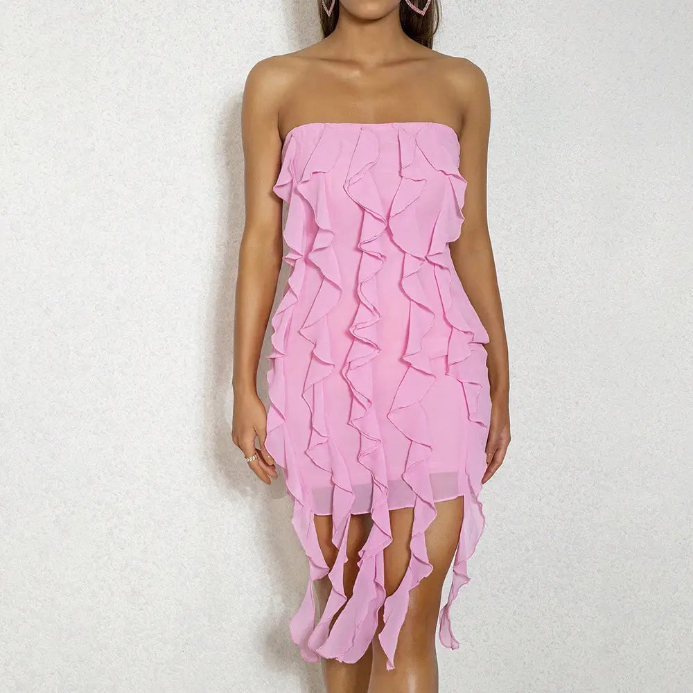 Sexy Tube Top Ruffle Dress - Embrace Allure in Summer Style