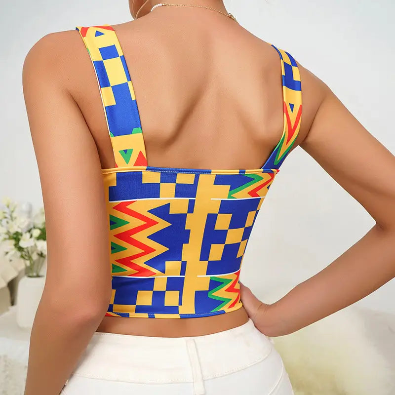 Sling Vest Sexy Top - Geometric Pattern Sultry Elegance