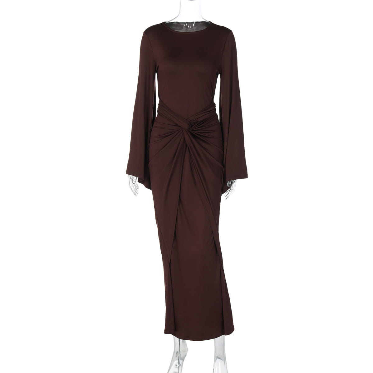 Maxi Dress with Trumpet Sleeves - Understated Glamour