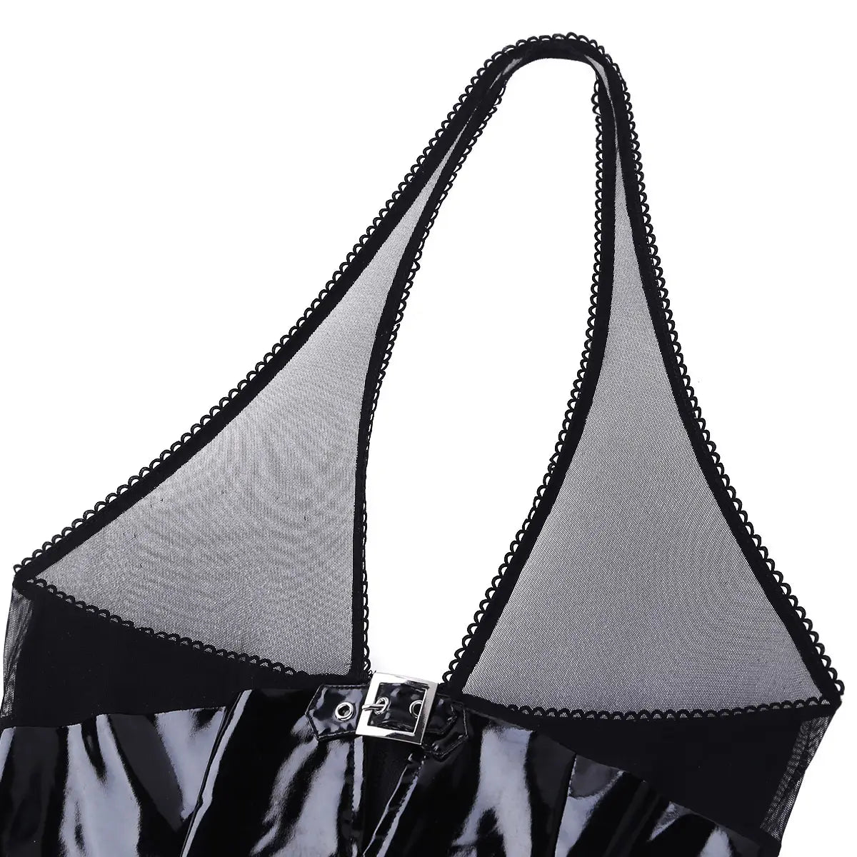 Sexy Hollow Out Cutout Mesh Camisole - Patent Leather, Unleash Your Allure