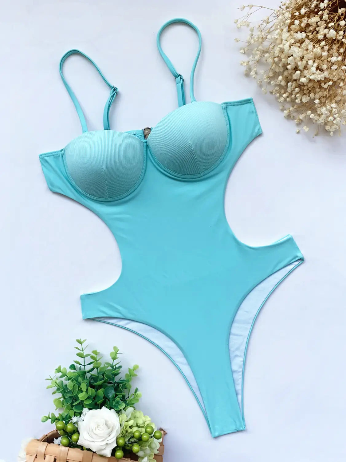 Boho-inspired Solid Color Cutout Swimsuit - Unleash Your Beach Goddess