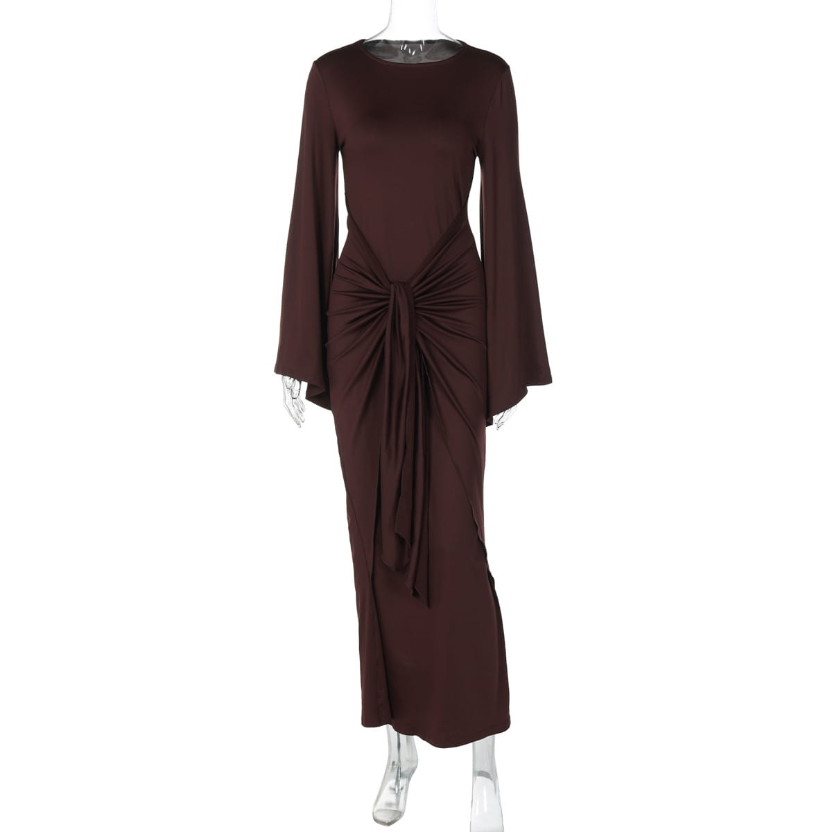 Maxi Dress with Trumpet Sleeves - Understated Glamour
