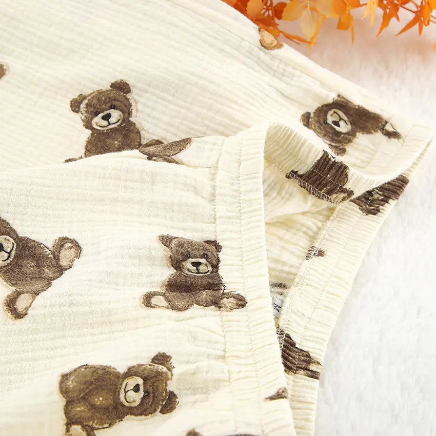 Bear-printed Cotton Loungewear Set - Ultimate Comfort for Spring/fall