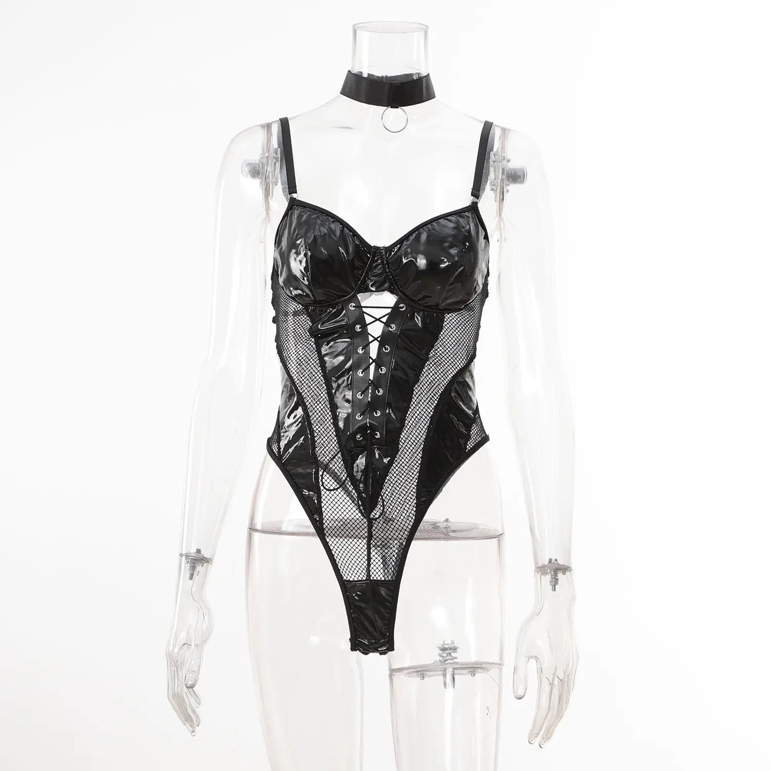 Mesh Strap Patchwork Push-up Bodysuit - Sculpt and Seduce with Style!