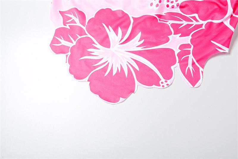 Flirty Floral Print Strapless Crop Top And Short Set - Summer Sensation
