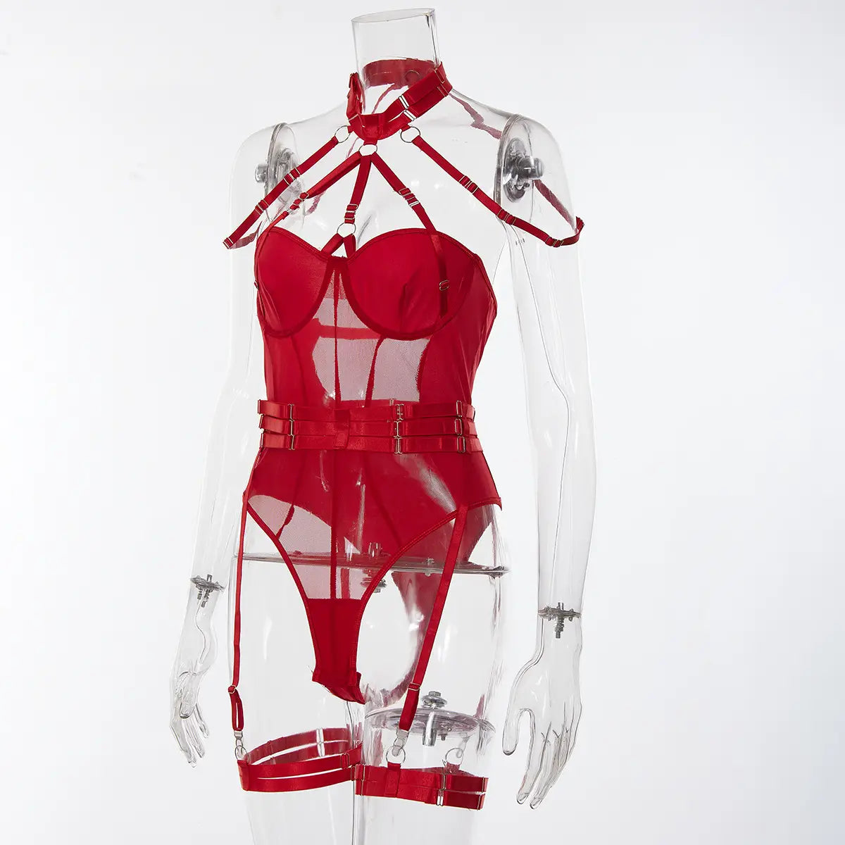 Alluring Sheer Mesh Sleeveless Bodysuit - Elevate Seduction By Lingerie Hut