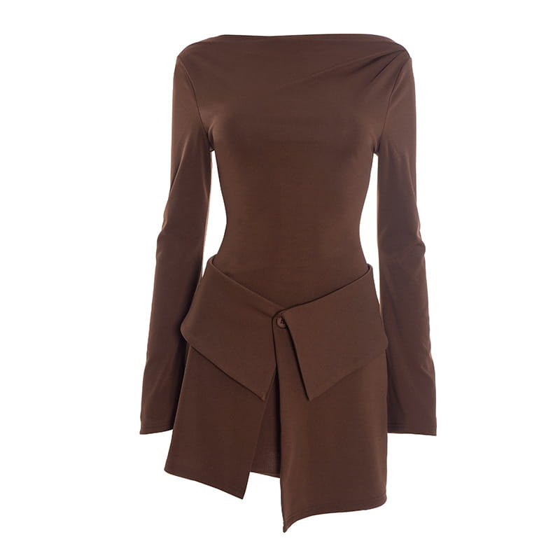 Asymmetric Wrap Dress with Button Detail