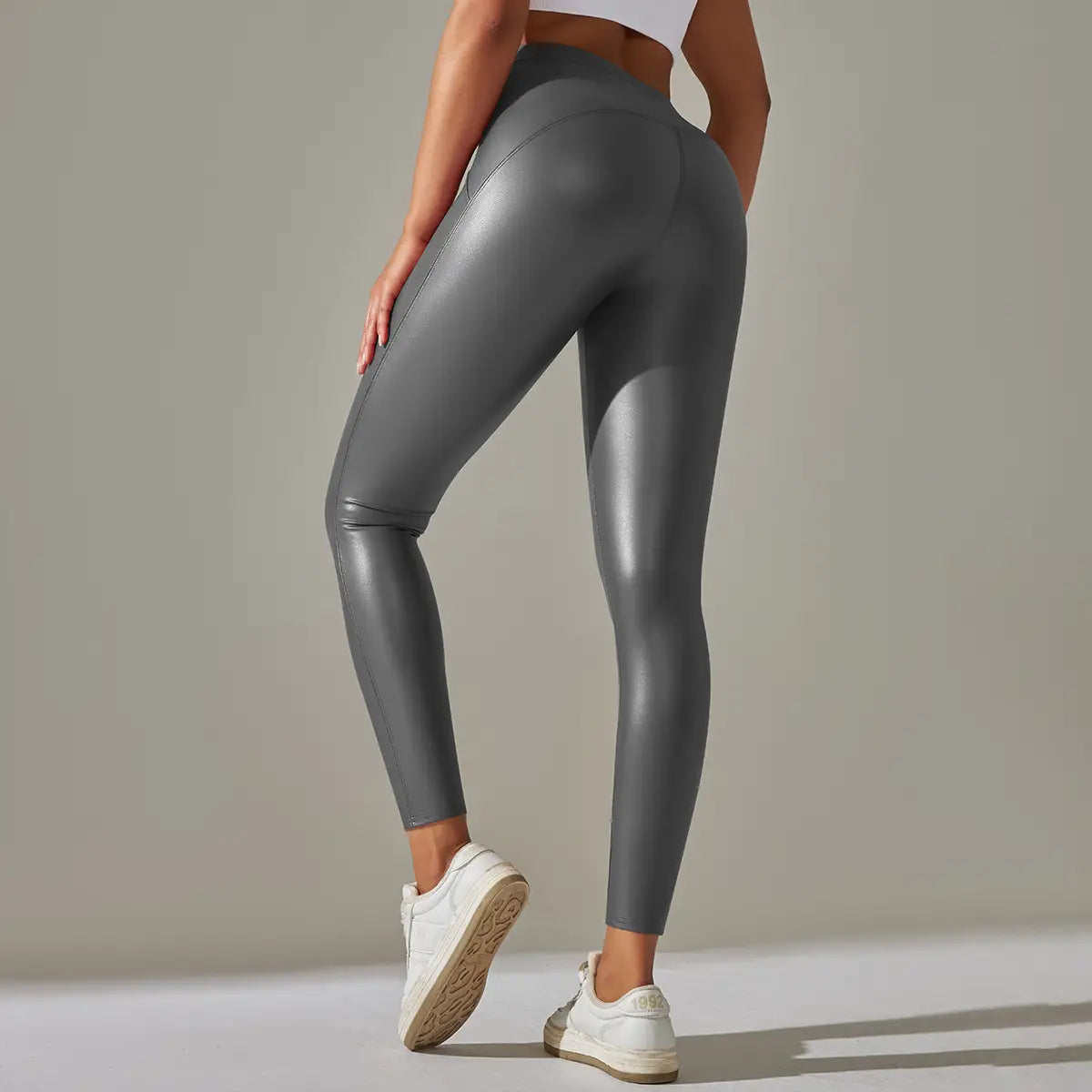 Faux Leather Leggings - High Elastic Sporty Chic