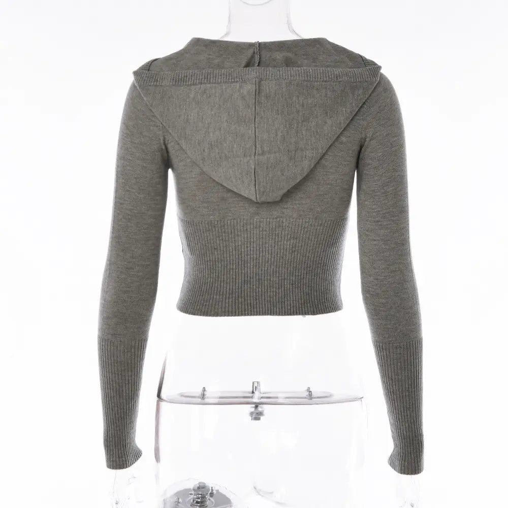 Jersey Ribbed Hoodie Crop Top And High-rise Pants Set - Sleek Chic