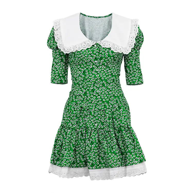 Peter Pan Collar Floral Short Sleeve Dress