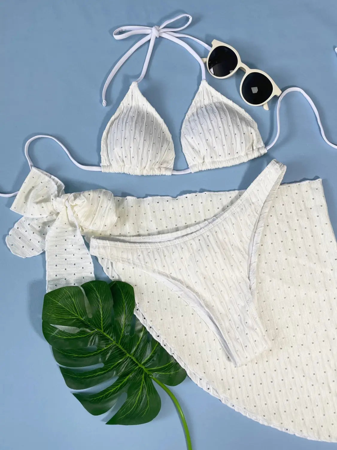 Boho Lace Up Backless Bikini Three-piece Set - Unleash Your Beach Goddess