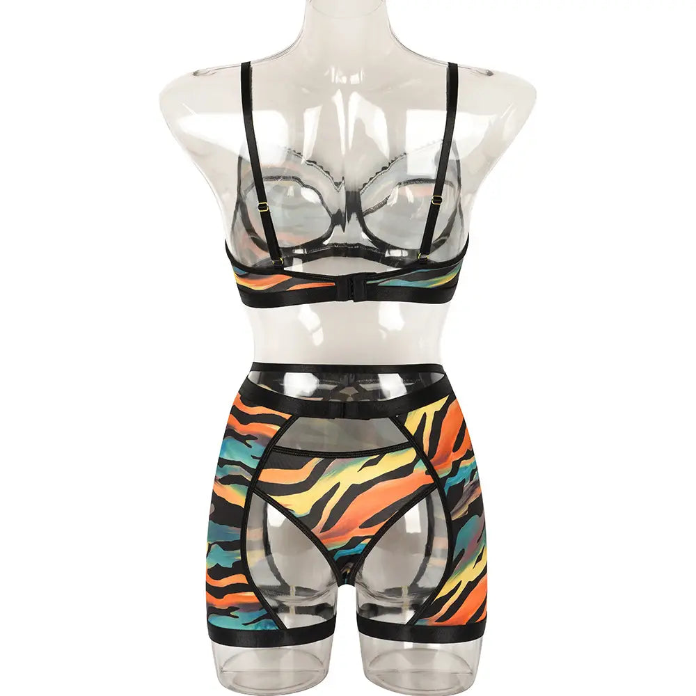 Striped Multi-color Lingerie Set - Unleash your Playful Charm