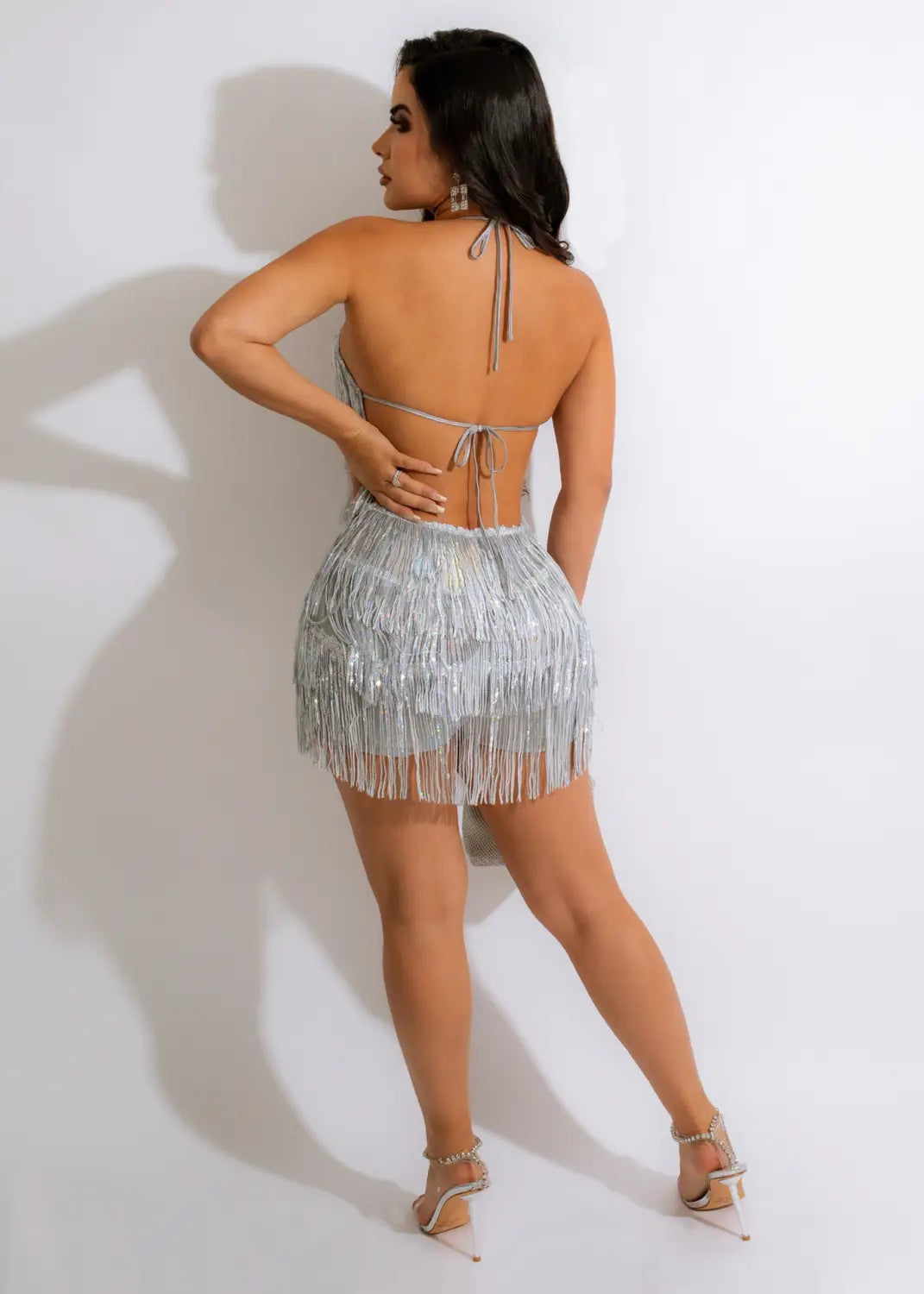 Tassel Lace-up Romper - Nightclub Glam Sizzle the Night